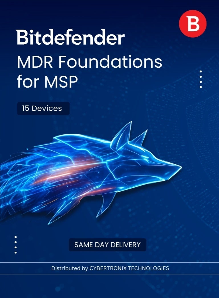 Bitdefender MDR Foundations for MSP 15 Devices  for 1 Year | Digital License | SAME DAY DELIVERY